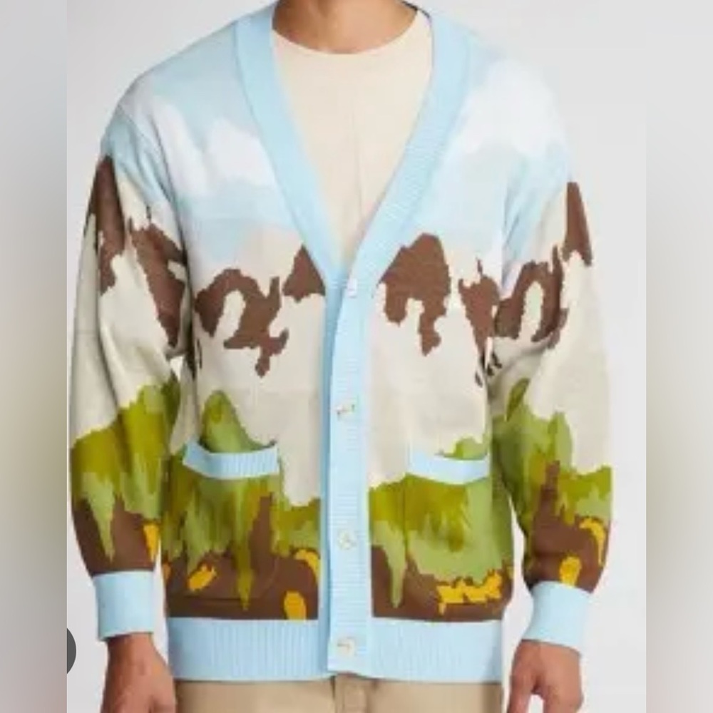 PACSUN Knit Mountain Landscape Wool blend Cardigan Mens XL